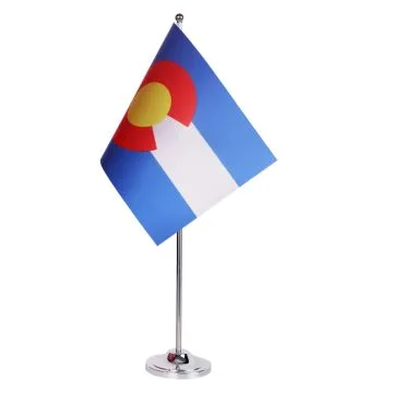 DRAPEAU DE TABLE prestige COLORADO 22x15cm en SATIN - GRAND DRAPEAUX DE BUREAU ETAT AMÉRICAIN - USA - ETATS-UNIS 15 x 22 cm