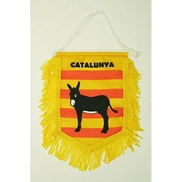 FANION CATALOGNE AVEC ÂNE 15x10cm Polyester - Mini drapeau CATALAN 10 x 15 cm - Bannière
