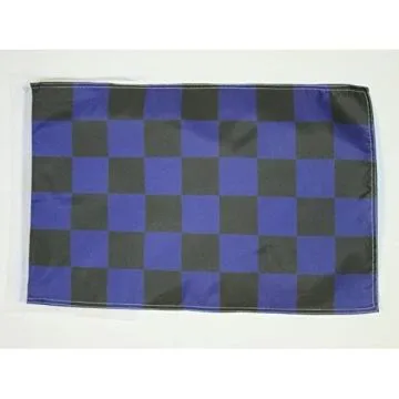 DRAPEAU DAMIER NOIR ET BLEU 45x30cm - PAVILLON À DAMIERS 30 x 45 cm haute qualité