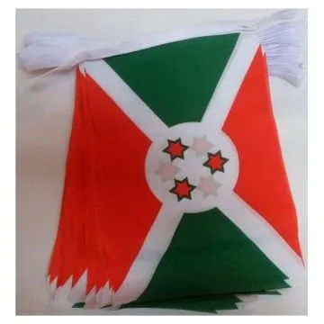 GUIRLANDE 6 mètres 20 DRAPEAUX BURUNDI 21x15 cm - DRAPEAU BURUNDAIS 15 x 21 cm