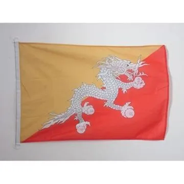PAVILLON NAUTIQUE BHOUTAN 45x30cm - DRAPEAU DE BATEAU BHOUTANAIS 30 x 45 cm