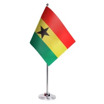 DRAPEAU DE TABLE prestige GHANA 22x15cm en SATIN - GRAND DRAPEAUX DE BUREAU GHANÉEN  15 x 22 cm