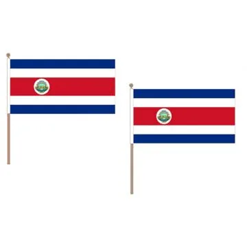 DRAPEAU COSTA RICA 45x30cm HAMPE en bois - LOT DE 10 DRAPEAUX COSTARICAIN 30 x 45 cm
