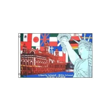 DRAPEAU NEW YORK ÎLE DE LA LIBERTÉ 150x90cm - DRAPEAU NEW YORKAIS 90 x 150 cm - DRAPEAUX