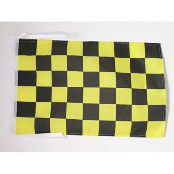 DRAPEAU DAMIER NOIR ET JAUNE OR AVALANCHES 45x30cm - PAVILLON À DAMIERS 30 x 45 cm haute qualité