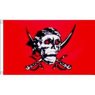 DRAPEAU PIRATE TÊTE DE MORT ROUGE 150x90cm - DRAPEAU CORSAIRE 90 x 150 cm - DRAPEAUX
