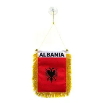 FANION ALBANIE 15x10cm - Mini drapeau ALBANAIS 10 x 15 cm spécial voiture - Bannière