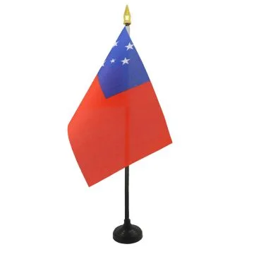 DRAPEAU DE TABLE SAMOA 15x10cm - PETIT DRAPEAUX DE BUREAU SAMOAN  10 x 15 cm pointe dorée