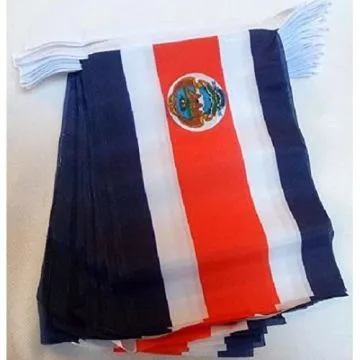 Guirlande 12 mètres 20 Drapeaux Costa Rica 45x30 cm - Drapeau costaricain 30 x 45 cm