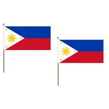 DRAPEAU PHILIPPINES 45x30cm HAMPE en bois - LOT DE 10 DRAPEAUX PHILIPPIN 30 x 45 cm