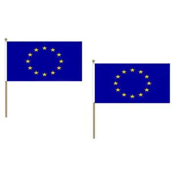 DRAPEAU EUROPE 45x30cm HAMPE en bois - LOT DE 10 DRAPEAUX EUROPÍ?EN - UNION EUROPÍ?ENNE - UE 30 x 45 cm