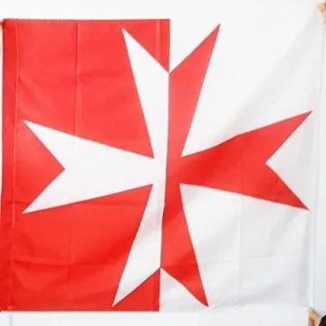 DRAPEAU ORDRE DE MONTJOIE 90x90cm - DRAPEAU MILITAIRE ET RELIGIEUX CATHOLIQUE. 90 x 90 cm Fourreau pour hampe