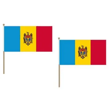 DRAPEAU MOLDAVIE 45x30cm HAMPE en bois - LOT DE 10 DRAPEAUX MOLDAVE 30 x 45 cm