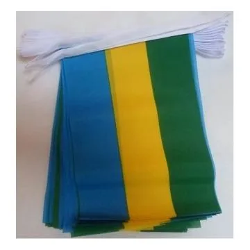 Guirlande 12 mètres 20 Drapeaux Gabon 45x30 cm - Drapeau gabonais 30 x 45 cm
