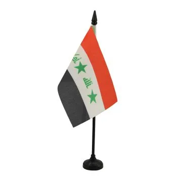 DRAPEAU DE TABLE IRAK ANCIEN 15x10cm - PETIT DRAPEAUX DE BUREAU IRAKIEN 10 x 15 cm