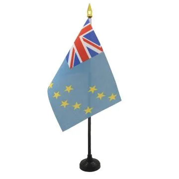 DRAPEAU DE TABLE TUVALU 15x10cm - PETIT DRAPEAUX DE BUREAU TUVALUAN 10 x 15 cm pointe dorée