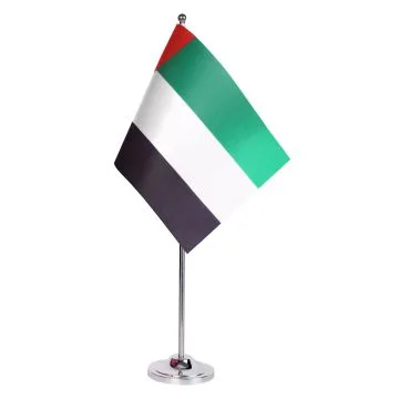 DRAPEAU DE TABLE prestige EMIRATS ARABES UNIS 22x15cm en SATIN - GRAND DRAPEAUX DE BUREAU ÉMIRATI 15 x 22 cm