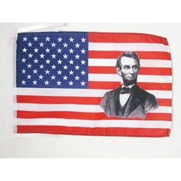 DRAPEAU ETATS-UNIS AVEC ABRAHAM LINCOLN 45x30cm - PAVILLON AMÍ?RICAIN HISTORIQUE 30 x 45 cm haute qualité