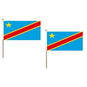 DRAPEAU RÍ?PUBLIQUE DÍ?MOCRATIQUE DU CONGO 45x30cm HAMPE en bois - LOT DE 10 DRAPEAUX CONGOLAIS 30 x 45 cm