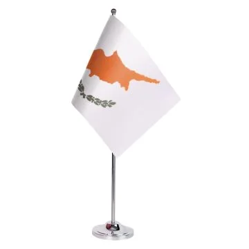 DRAPEAU DE TABLE prestige CHYPRE 22x15cm en SATIN - GRAND DRAPEAUX DE BUREAU CHYPRIOTE 15 x 22 cm