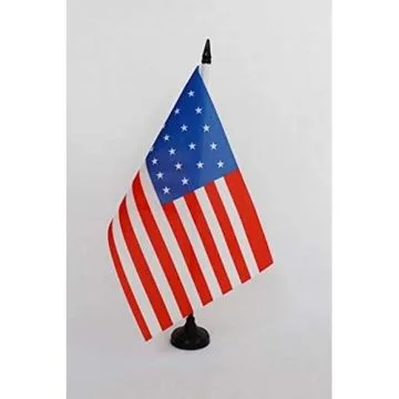 Drapeau de table Etats-Unis 1836-1837 25 étoiles 21x14cm - PETIT Drapeaux DE BUREAU américain ancien 14 x 21 cm