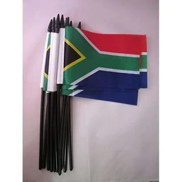 DRAPEAU AFRIQUE DU SUD 15x10cm avec HAMPE - LOT DE 10 DRAPEAUX SUD AFRICAIN 10 x 15 cm