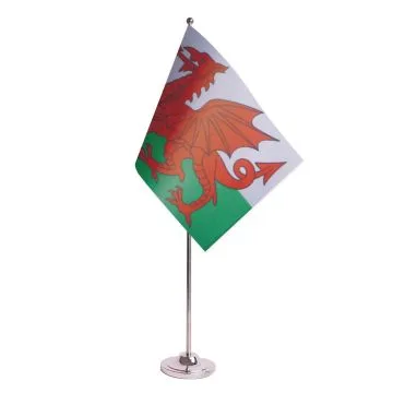 DRAPEAU DE TABLE prestige PAYS DE GALLES 22x15cm en SATIN - GRAND DRAPEAUX DE BUREAU GALLOIS 15 x 22 cm
