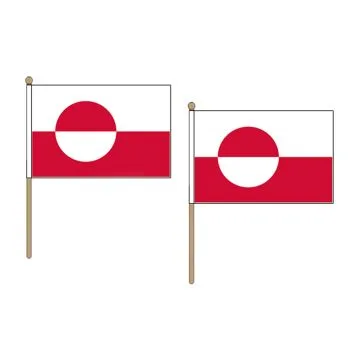 DRAPEAU GROENLAND 45x30cm HAMPE en bois - LOT DE 10 DRAPEAUX GROENLANDAIS 30 x 45 cm