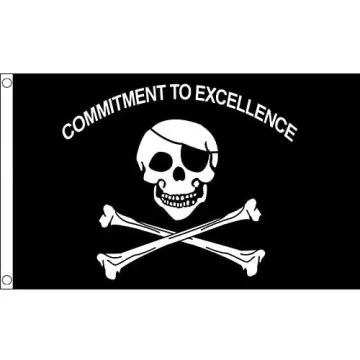 DRAPEAU PIRATE COMMITMENT TO EXCELLENCE 150x90cm - DRAPEAU CORSAIRE 90 x 150 cm - DRAPEAUX