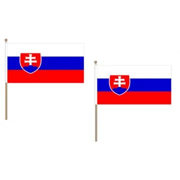 DRAPEAU SLOVAQUIE 45x30cm HAMPE en bois - LOT DE 10 DRAPEAUX SLOVAQUE 30 x 45 cm