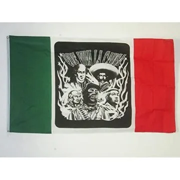 DRAPEAU MEXIQUE QUE VIVA LA CAUSA 150x90cm - DRAPEAU MEXICAIN - MEXIQUE 90 x 150 cm - DRAPEAUX