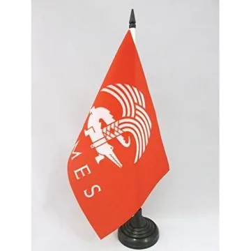 DRAPEAU DE TABLE NÎMES 21x14cm - PETIT DRAPEAUX DE BUREAU CROCODILE NÎMOIS 14 x 21 cm