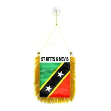 FANION SAINT KITTS ET NEVIS 15x10cm - Mini drapeau KITTITIEN-NEVICIEN 10 x 15 cm spécial voiture - Bannière