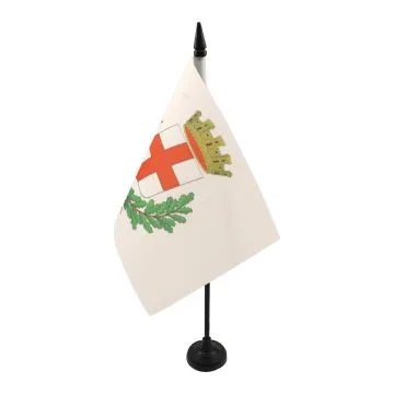 DRAPEAU DE TABLE VILLE DE MILAN AVEC ARMES 21x14cm - PETIT DRAPEAUX DE BUREAU MILANAIS - MILANO 14 x 21 cm