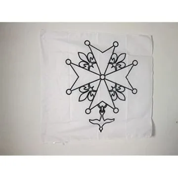 DRAPEAU CROIX HUGUENOTE 90x90cm - DRAPEAU PROTESTANT 90 x 90 cm Fourreau pour hampe