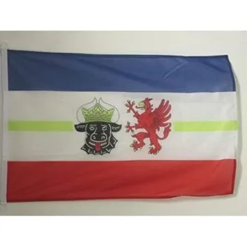 DRAPEAU MECKLEMBOURG-POMÍ?RANIE-OCCIDENTALE 90x60cm - DRAPEAU MECKLENBURG-VORPOMMERN - LAND ALLEMAGNE 60 x 90 cm Spécial Extérieur - DRAPEAUX
