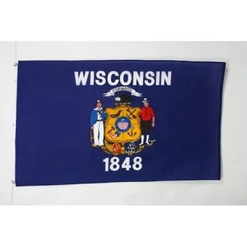 DRAPEAU WISCONSIN 150x90cm - DRAPEAU ETAT AMÉRICAIN - USA - ETATS-UNIS 90 x 150 cm - DRAPEAUX