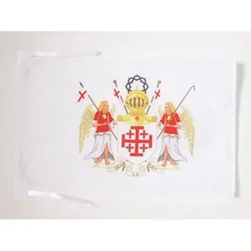 DRAPEAU ORDRE ÉQUESTRE SAINT-SÉPULCRE DE JÉRUSALEM 45x30cm - PAVILLON CHRÉTIEN 30 x 45 cm haute qualité