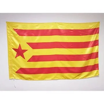 DRAPEAU CATALOGNE ESTELADA VERMELLA 150x90cm en SATIN - DRAPEAU CATALAN INDÉPENDENTISTE - CATALUÑA GROGA 90 x 150 cm Fourreau pour hampe