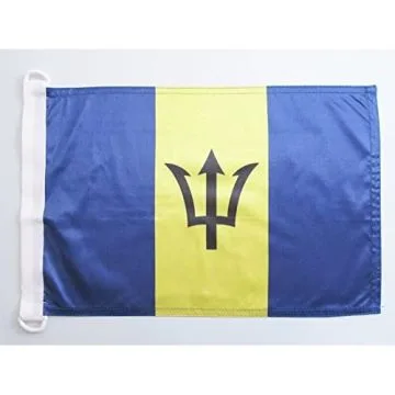 PAVILLON NAUTIQUE BARBADE 45x30cm - DRAPEAU DE BATEAU BARBADIEN 30 x 45 cm