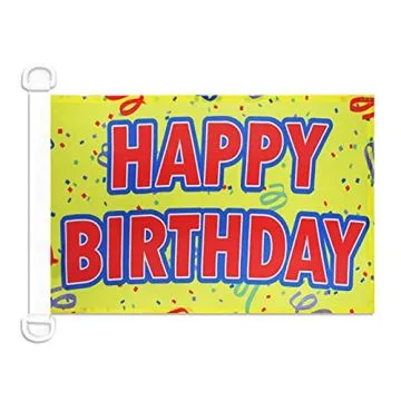 Pavillon nautique Joyeux Anniversaire jaune 45x30 cm Anneaux Plastiques