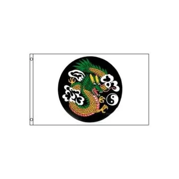 DRAPEAU DRAGON CHINOIS YIN ET YANG 150x90cm - DRAPEAU DRAGONS CHINE 90 x 150 cm - DRAPEAUX