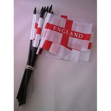 DRAPEAU ANGLETERRE 15x10cm avec HAMPE - LOT DE 10 DRAPEAUX ANGLAIS 10 x 15 cm