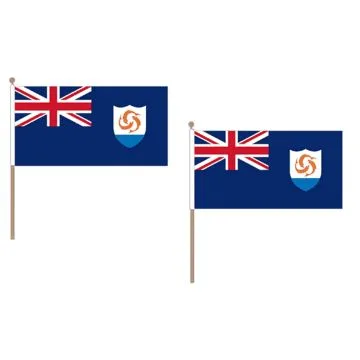 DRAPEAU ANGUILLA 45x30cm HAMPE en bois - LOT DE 10 DRAPEAUX ANGUILLAIS 30 x 45 cm