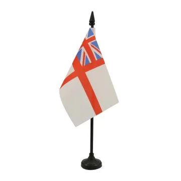 DRAPEAU DE TABLE MARINE MILITAIRE BRITANNIQUE 15x10cm - PETIT DRAPEAUX DE BUREAU ROYAL NAVY WHITE ENSIGN - PAVILLON SAINT GEORGES 10 x 15 cm