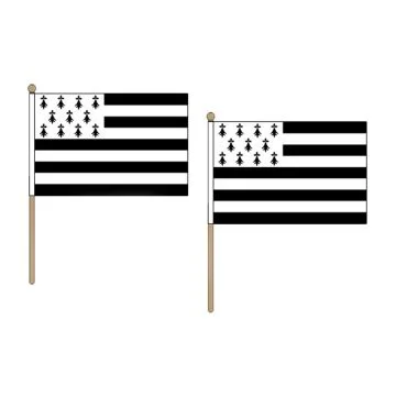 DRAPEAU BRETAGNE 45x30cm HAMPE en bois - LOT DE 10 DRAPEAUX BRETON - FRANCE 30 x 45 cm