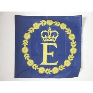 DRAPEAU ETENDARD REINE Í?LISABETH II DU ROYAUME-UNI 90x90cm - DRAPEAU DE LA REINE BRITANNIQUE 90 x 90 cm Fourreau pour hampe