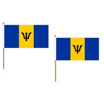 DRAPEAU BARBADE 45x30cm HAMPE en bois - LOT DE 10 DRAPEAUX BARBADIEN 30 x 45 cm