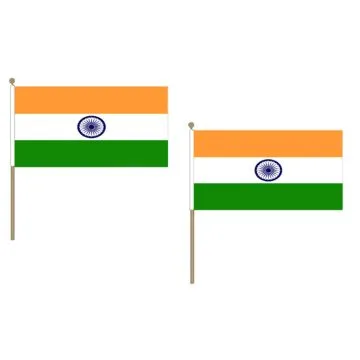 DRAPEAU INDE 45x30cm HAMPE en bois - LOT DE 10 DRAPEAUX INDIEN 30 x 45 cm