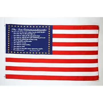 DRAPEAU USA 10 COMMANDEMENTS 150x90cm - DRAPEAU AMÉRICAIN - ETATS-UNIS 90 x 150 cm - DRAPEAUX